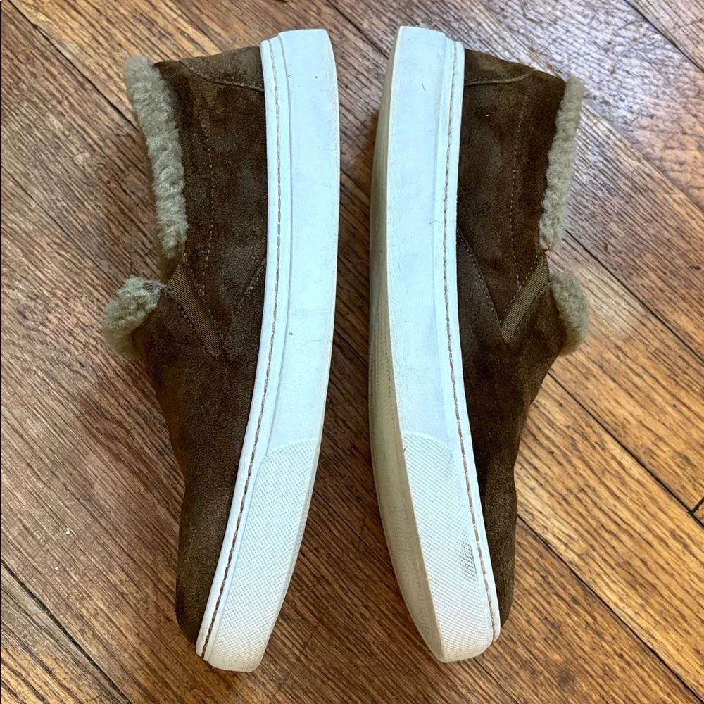 M Gemi sneakers slip on brown suede tan sherpa lined Italian EU 38 US 7.5 cozy